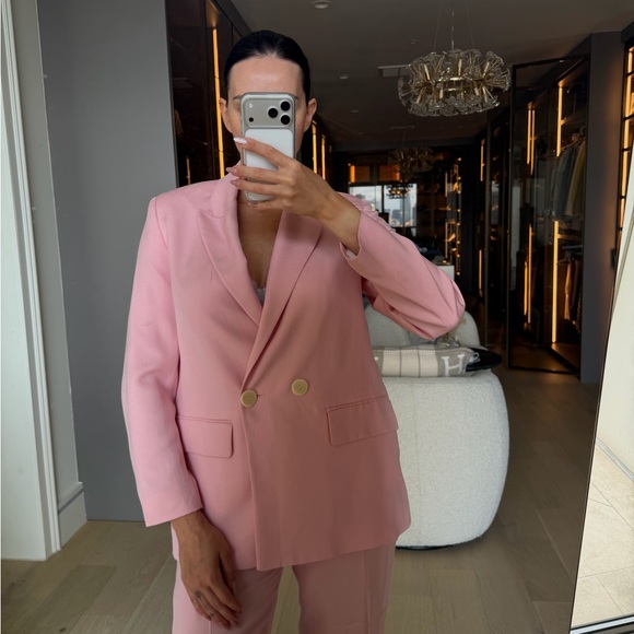Zara Light Pink Blazer Set Sz S - Picture 3 of 11